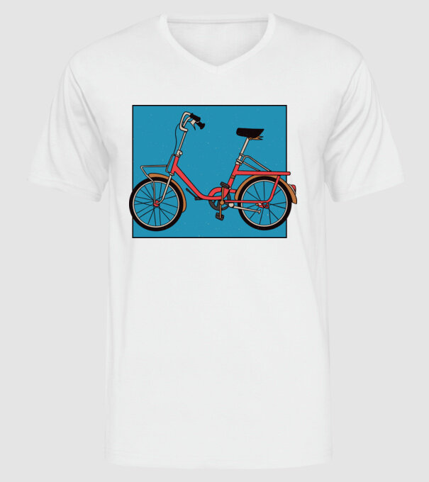 Bicicletă Camping model alb pe tricou