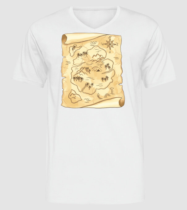 Hartă cu comori model alb pe tricou