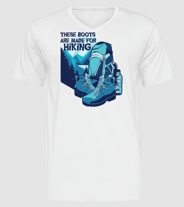 Bocanci de drumeție model alb pe tricou