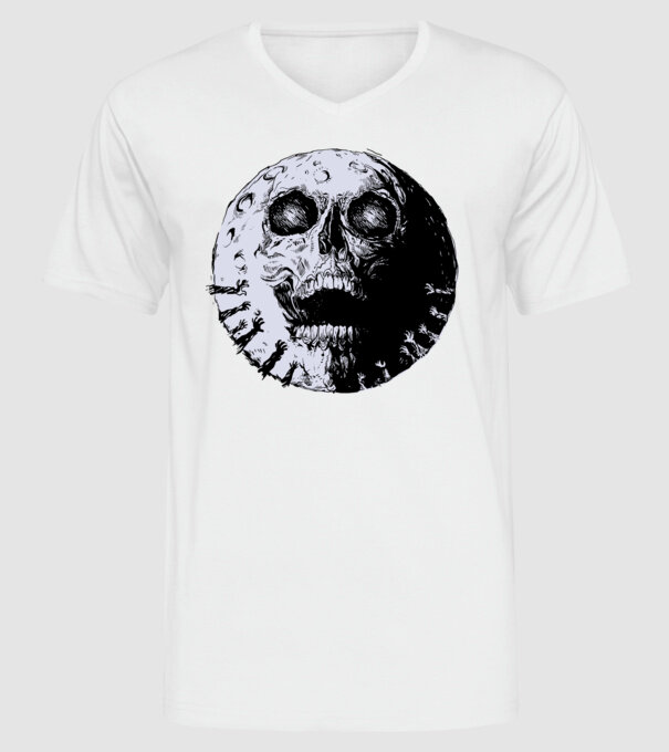 Craniu Lună model alb pe tricou