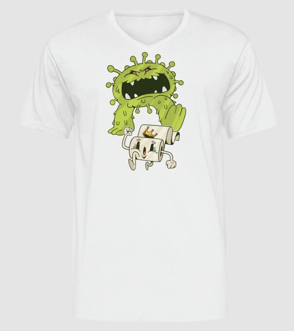 Coronavirus Monstru model alb pe tricou