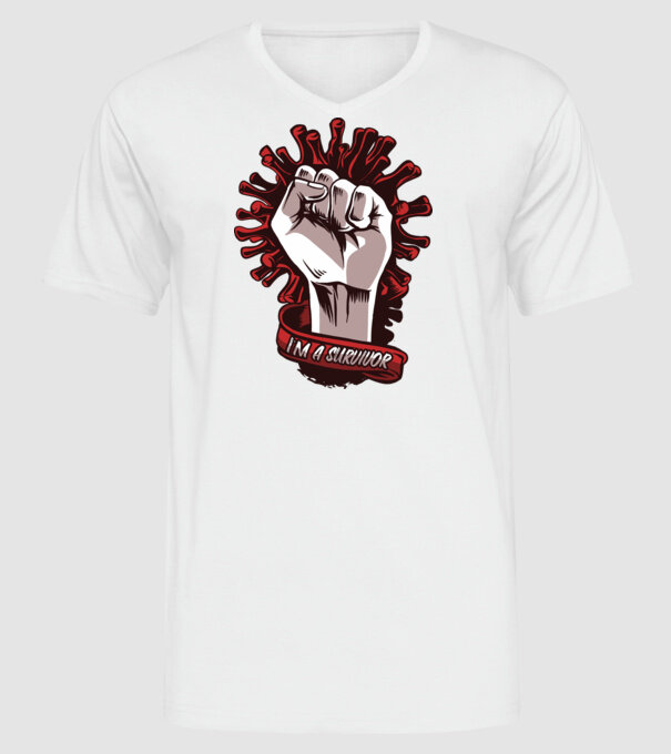 Supraviețuitor Coronavirus model alb pe tricou