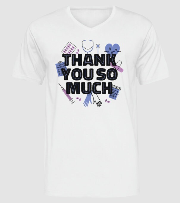 Mulțumim foarte mult - pentru medici model alb pe tricou