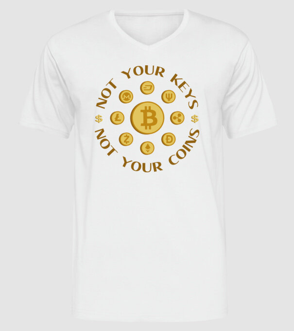 Criptomonede model alb pe tricou