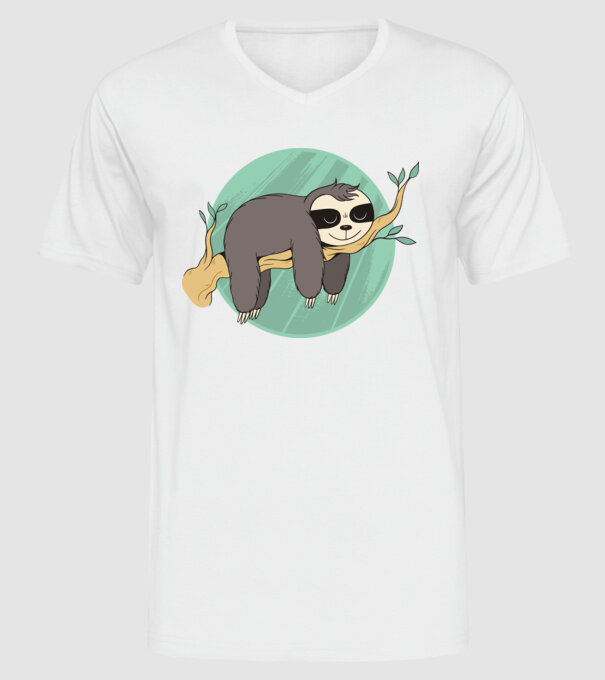 Leneș odihnă model alb pe tricou