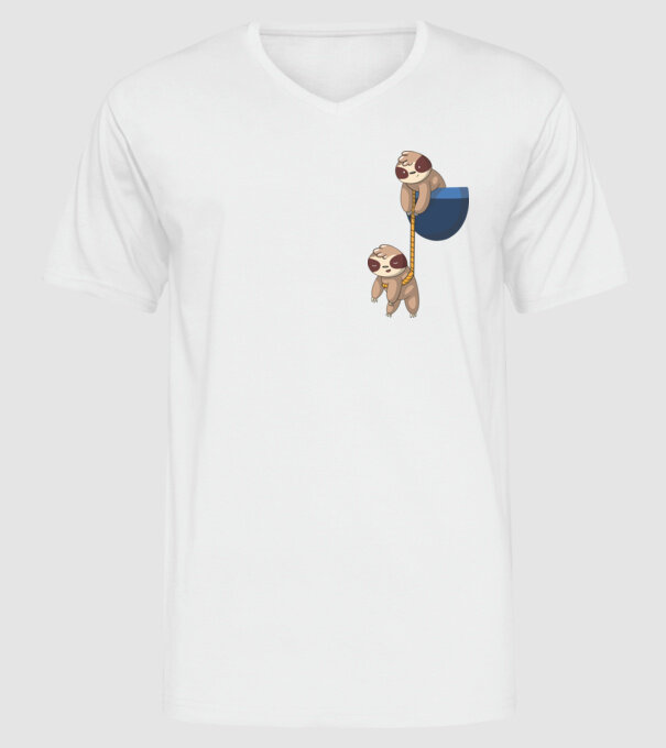 Leneș cu buzunar model alb pe tricou