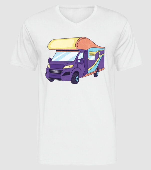 Autorulotă model alb pe tricou