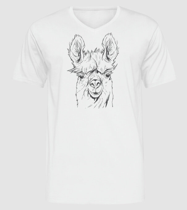 Cap de Lama model alb pe tricou