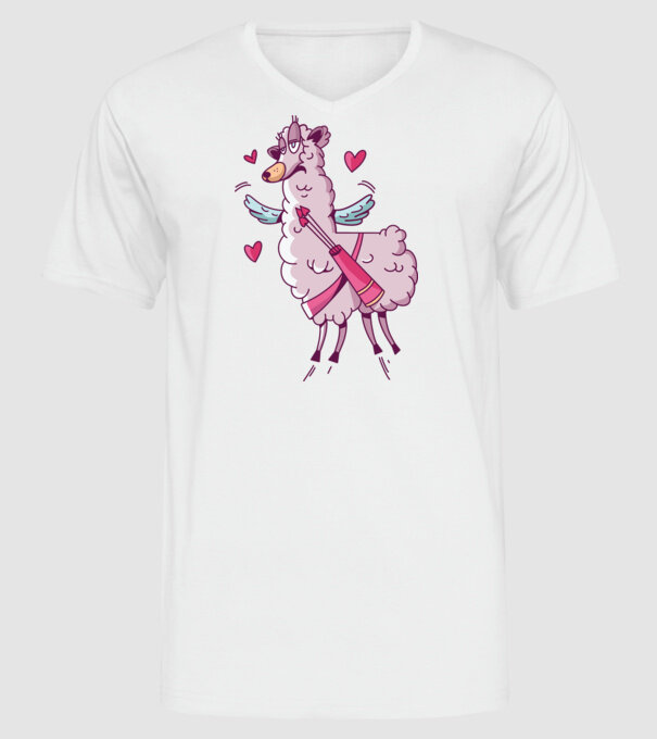 'Dragoste Llama pentru Valentine''s Day' model alb pe tricou