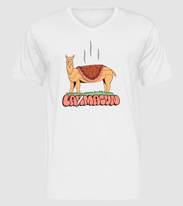 Lamacun Lama model alb pe tricou