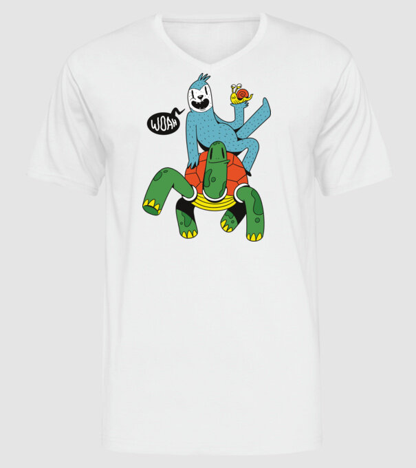 Animale lente model alb pe tricou