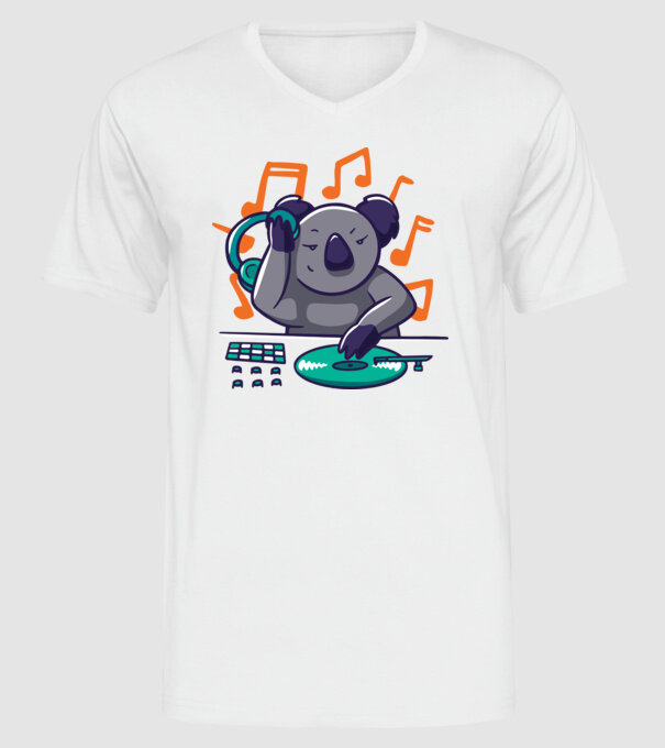 Koala DJ model alb pe tricou