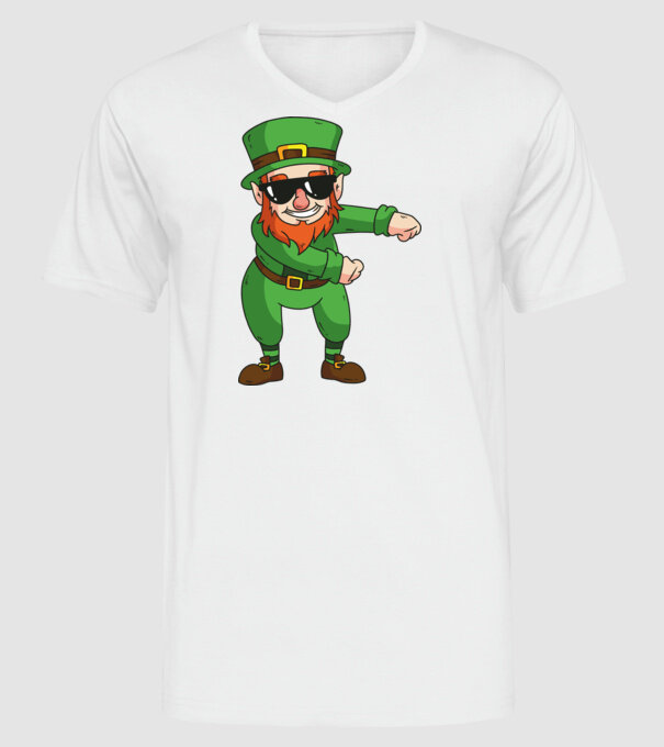 Leprechaun Floss DAB model alb pe tricou