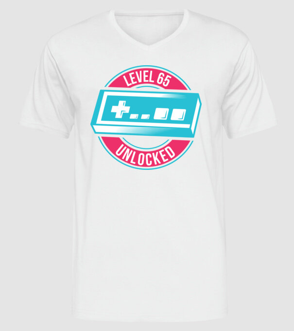 Level 65 Unlocked 65th Birthday model alb pe tricou