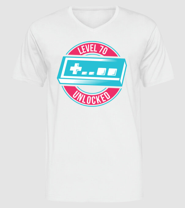 Level 70 Unlocked 70th Birthday model alb pe tricou