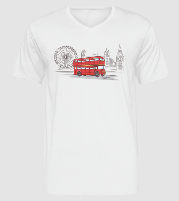 London Bus model alb pe tricou