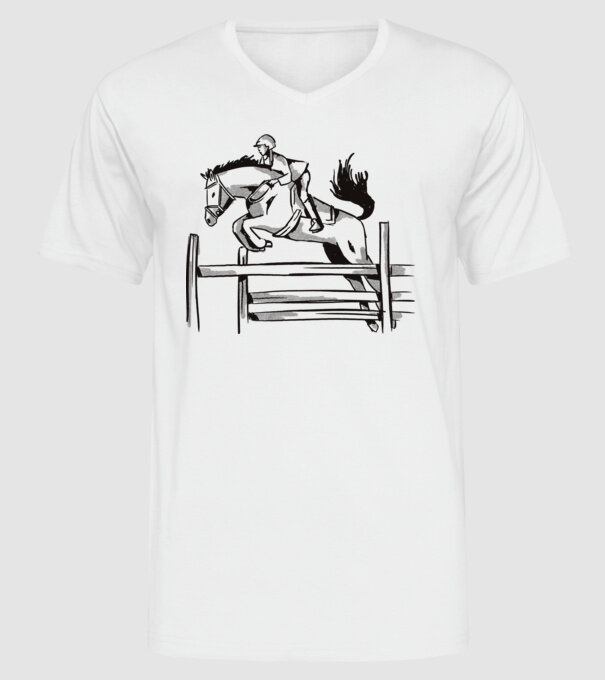 Călăreț model alb pe tricou