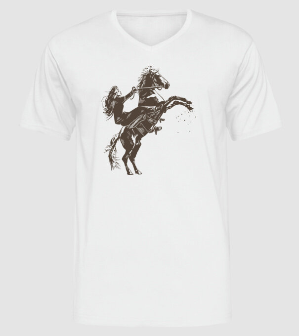 Fată cu cal model alb pe tricou