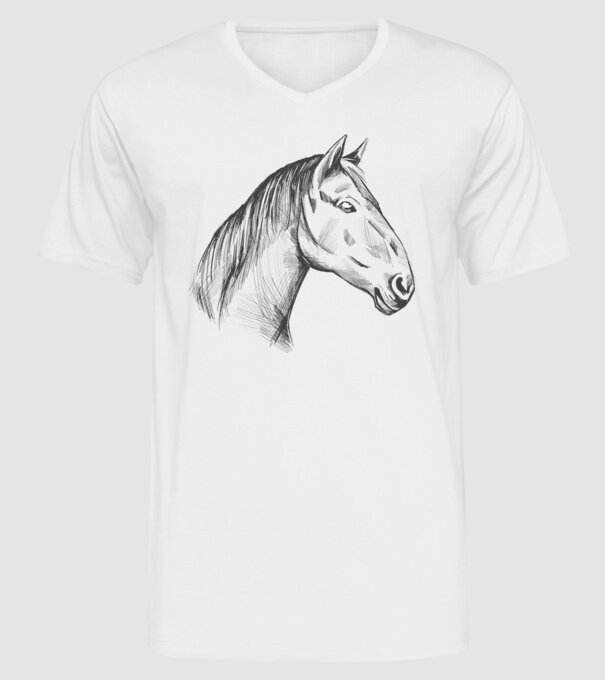 Desen cu cal model alb pe tricou