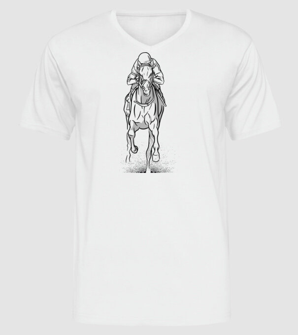 Cursă de cai model alb pe tricou