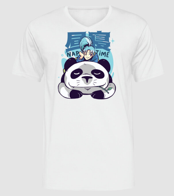 Anime Panda relaxare model alb pe tricou