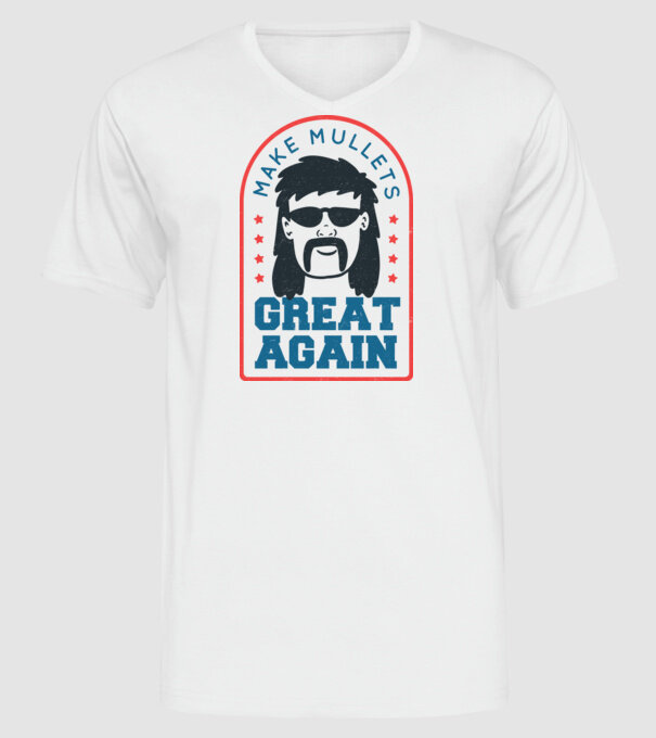Make Mullets Great Again model alb pe tricou
