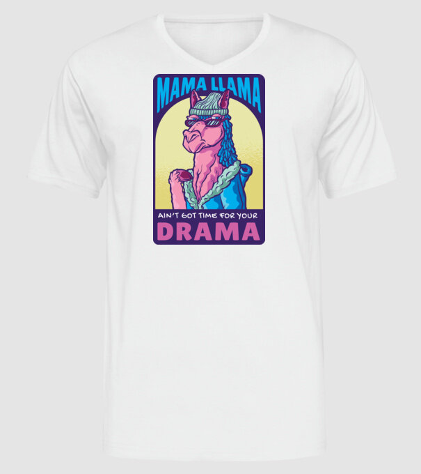 Mama Lama model alb pe tricou