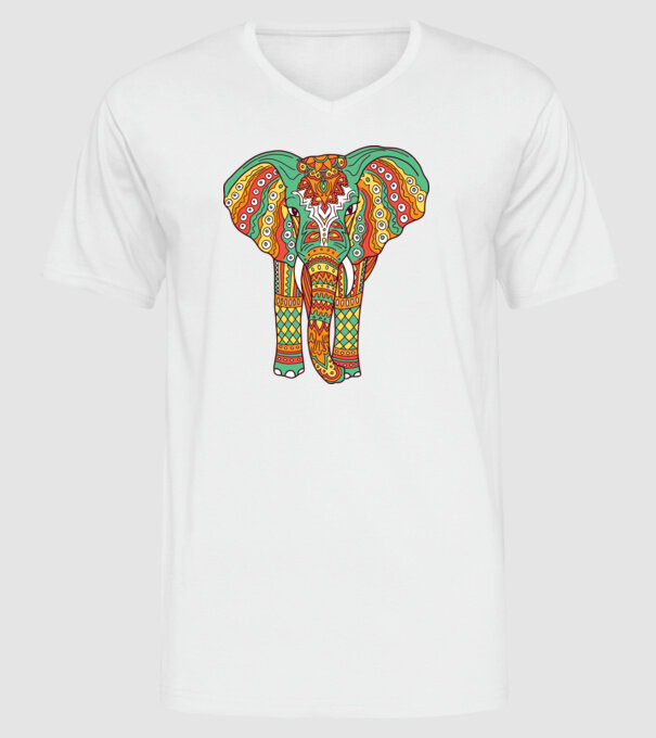 Mandala Elefant model alb pe tricou
