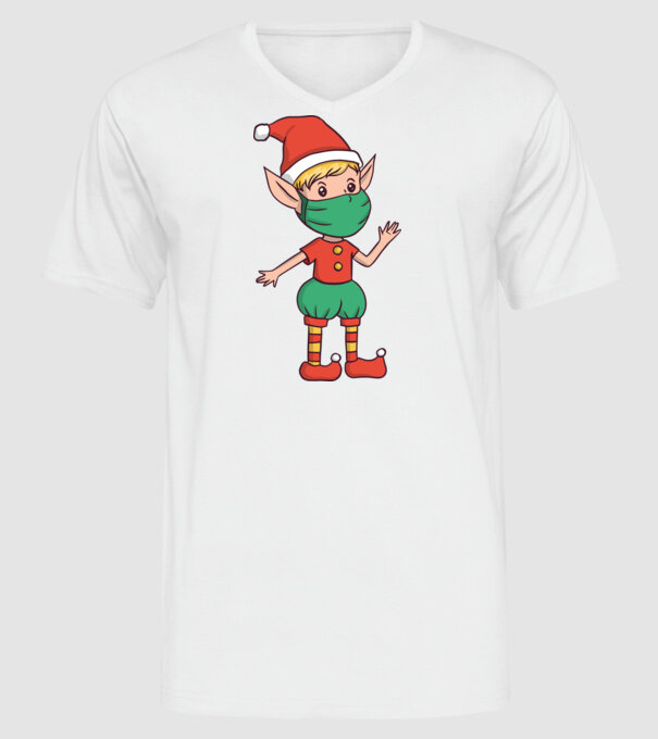 Elf cu mască model alb pe tricou