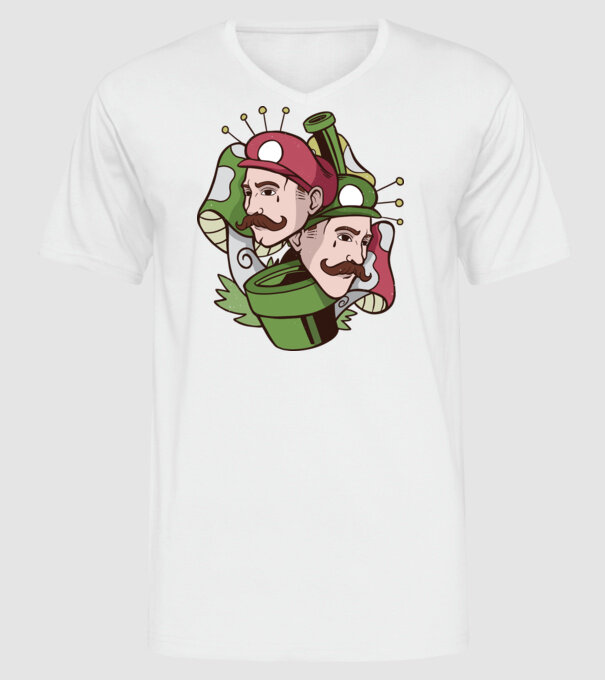 Mario și Luigi model alb pe tricou