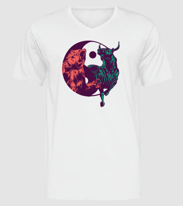 Medve Bika Yin Yang model alb pe tricou