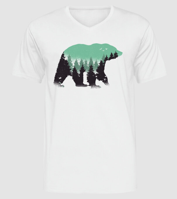 Urs pădure Natură tricou model alb pe tricou