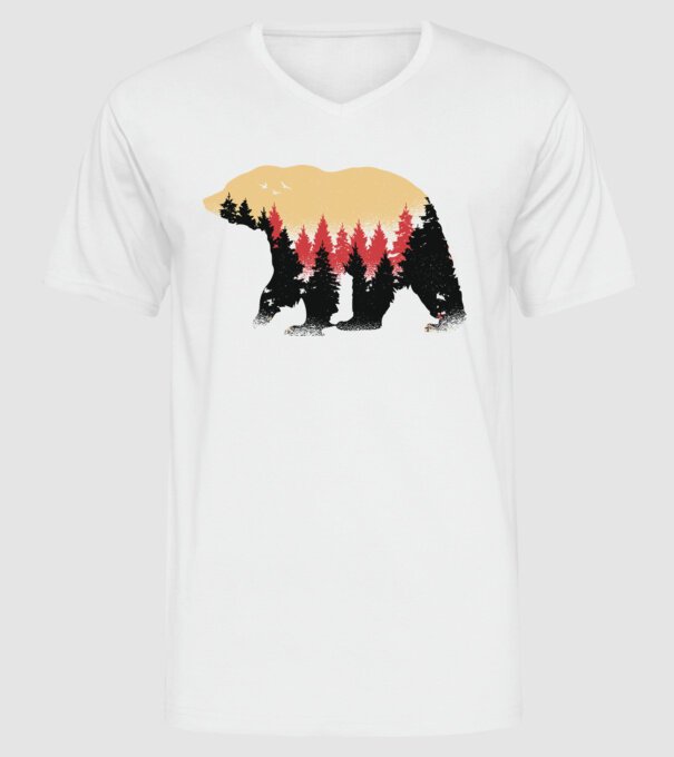 Urs Natură model alb pe tricou