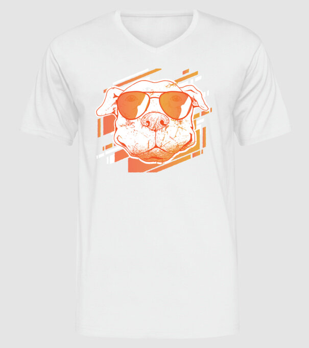 Pitbull Cool în ochelari de soare model alb pe tricou