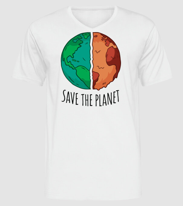 Salvați planeta model alb pe tricou