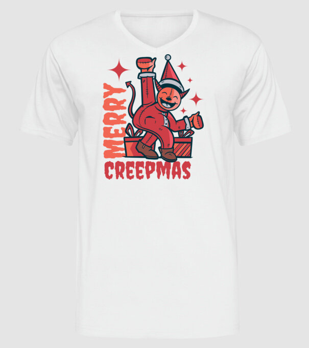 Merry Creepmas model alb pe tricou