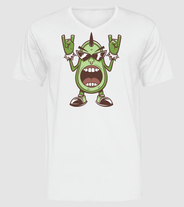 Avocado Metal model alb pe tricou