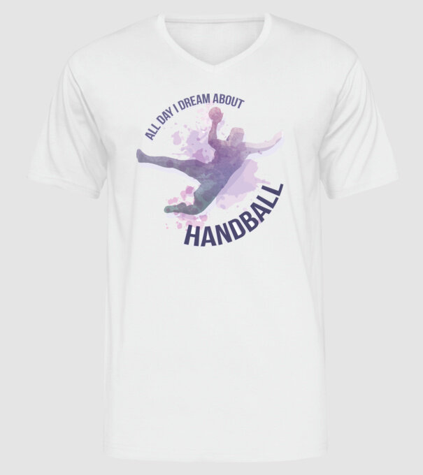 Visez la handbal în fiecare zi model alb pe tricou