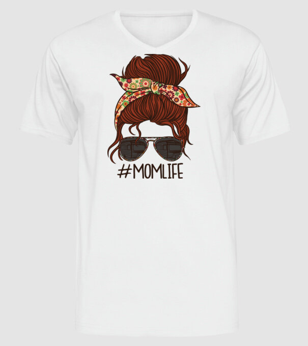 Momlife Hashtag model alb pe tricou