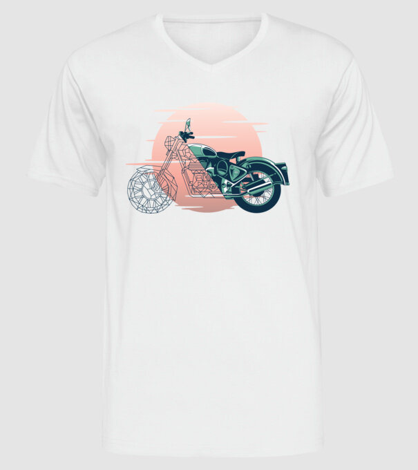 Motocicletă model alb pe tricou