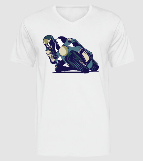 Concurent motocicletă model alb pe tricou