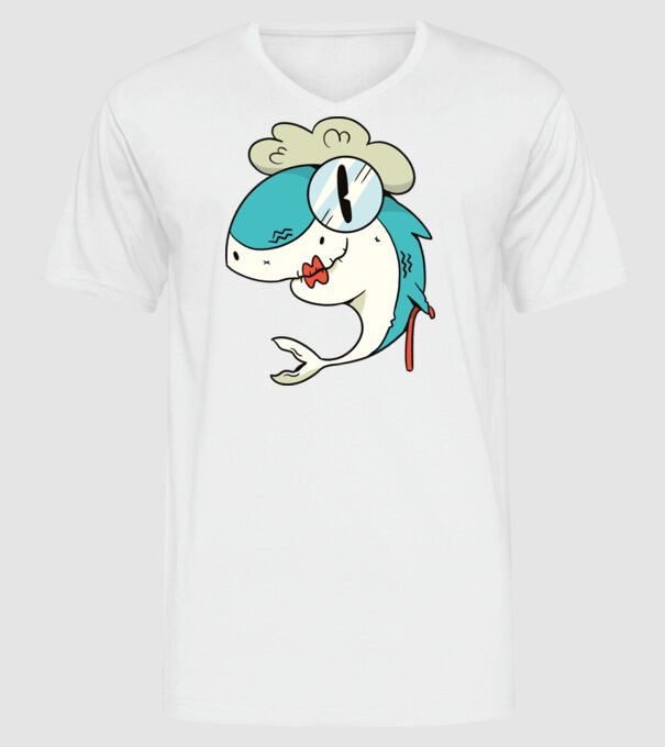 Bunică Rechin model alb pe tricou