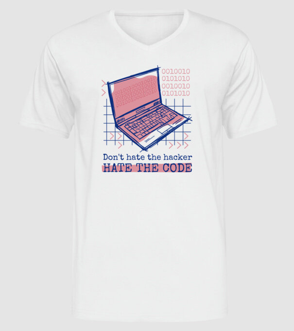 Nu urî hackerul, urăște codul model alb pe tricou