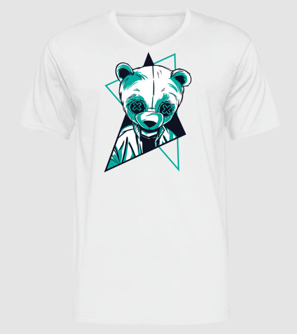 Panda Neon model alb pe tricou