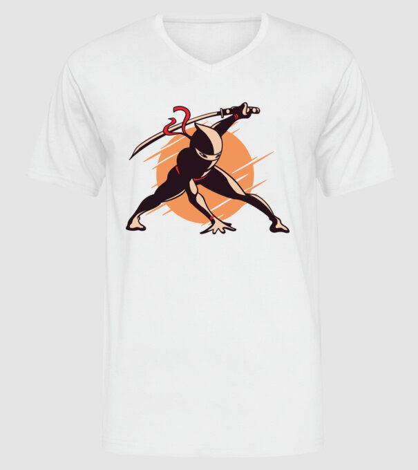Ninja model alb pe tricou