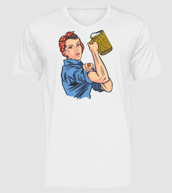 Emanciparea femeilor Bere model alb pe tricou