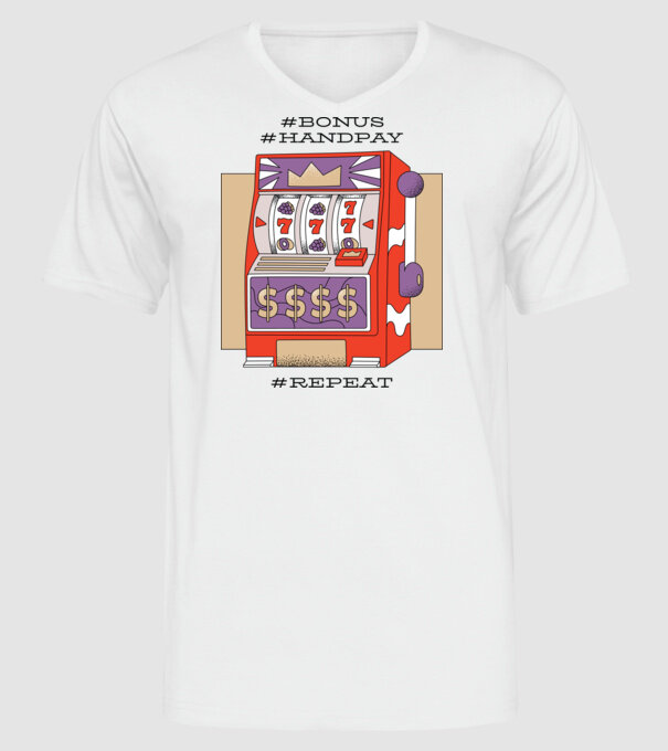 Slot machine model alb pe tricou