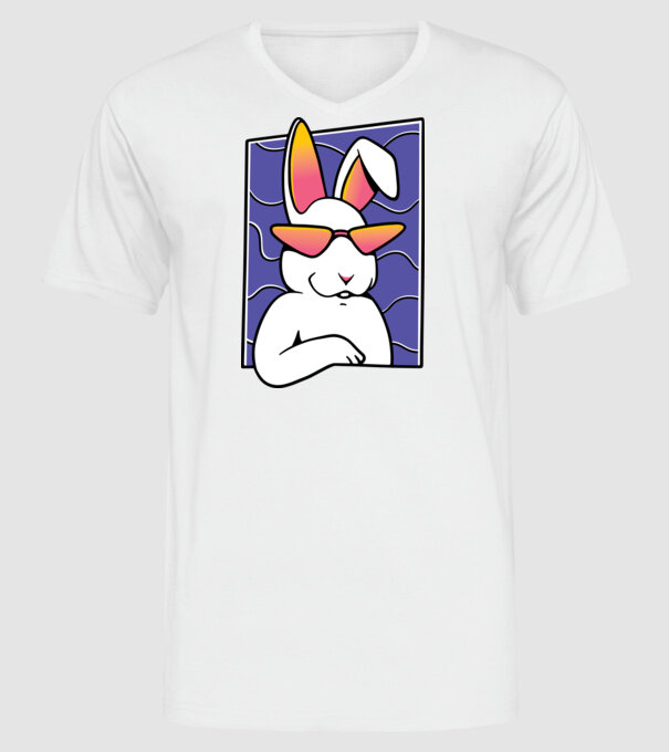 Iepuraș model alb pe tricou