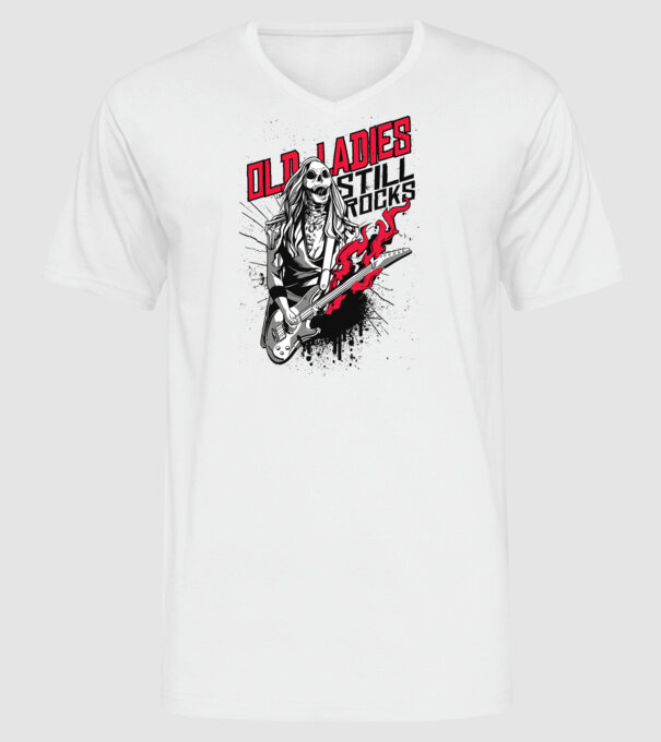 Old Ladies still Rocks model alb pe tricou