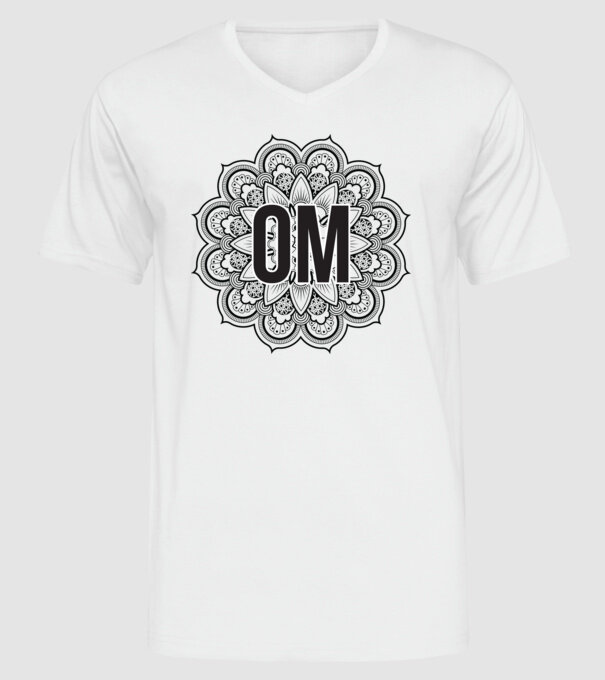 OM Mandala model alb pe tricou